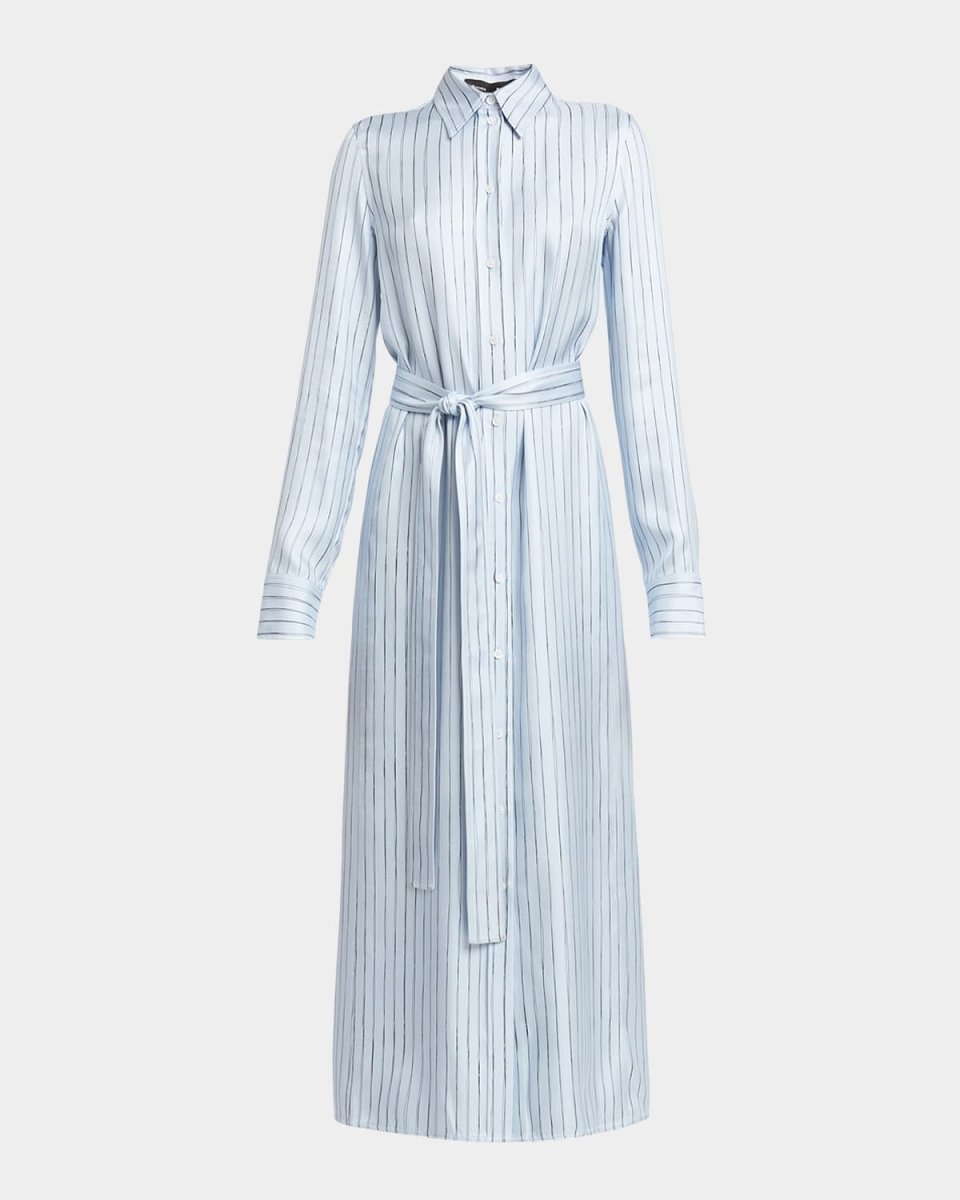 Hannah Stripe Silk Twill Ankle Dress